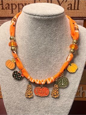 Autumn Charm Orange Pumpkin Pendant Necklace - Women Jewelry
